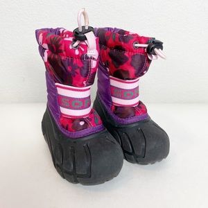 Sorel Pink Purple Floral Snow Boots Size 6